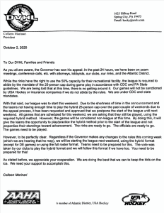 DVHL Letter dated October 2, 2020